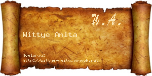 Wittye Anita névjegykártya